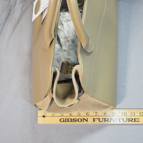 Anna Paola Riva Bag Taupe Leather Viral Commuter Satchel Purse Hand Shoulder - Picture 13 of 14